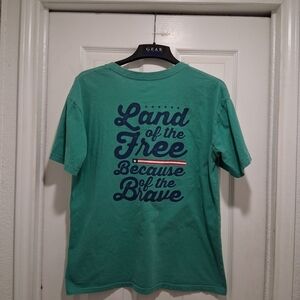 Ladies Medium Short-Sleeve 'Land of the Free' Graphic Tee - Teal